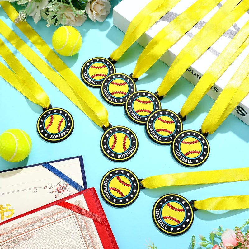 Loetere 24 Pcs Sport Ball Award Medals Bulk 2 Inch Rubber Ball Medals Trophies with Ribbons for Winner or Team Participation Gift - Image 4
